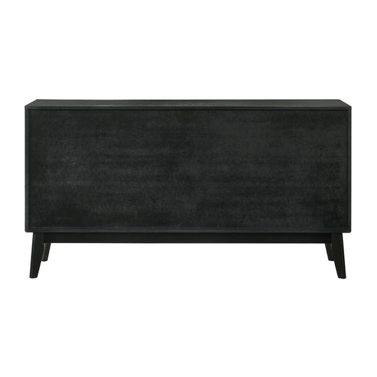 Petra 6 Drawer Wood Dresser in Black Finish