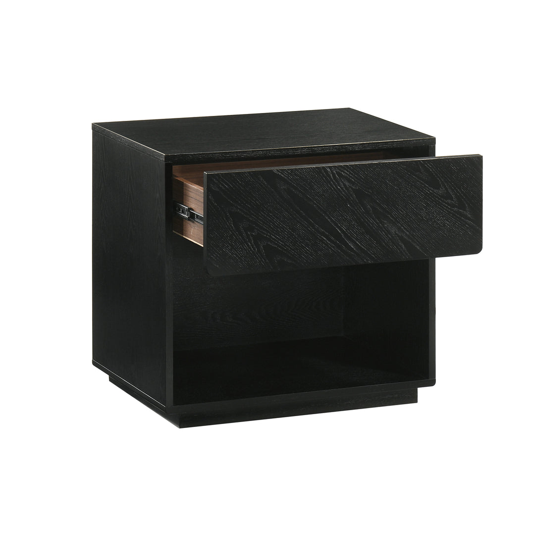 Petra 1 Drawer Wood Nightstand in Black Finish