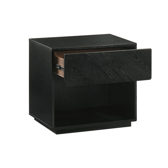 Petra 1 Drawer Wood Nightstand in Black Finish