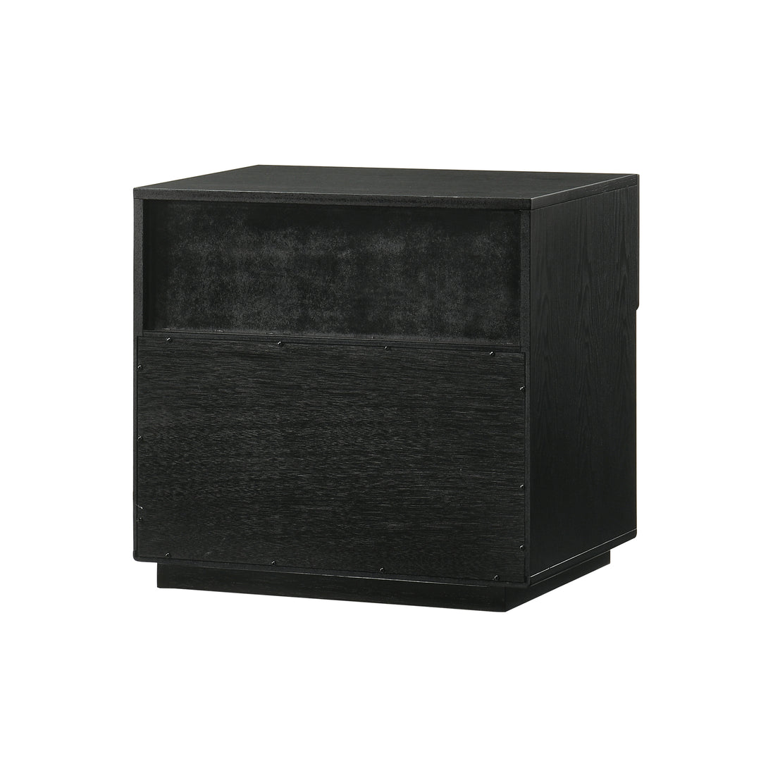 Petra 1 Drawer Wood Nightstand in Black Finish