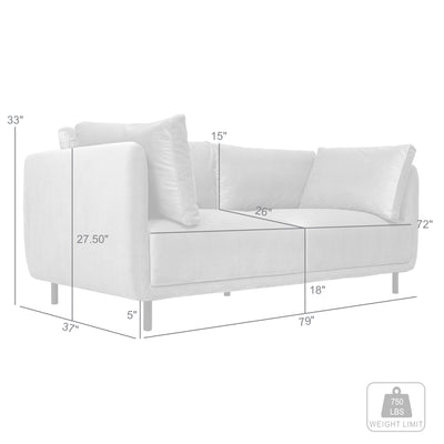 Serenity 79" Fabric Sofa with Black Metal Legs