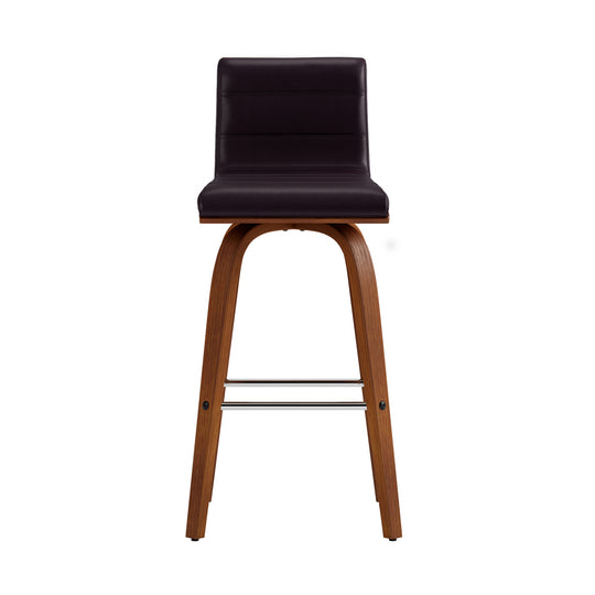 Vienna Swivel Bar Stool in Wood Finish with Upholstered Seat