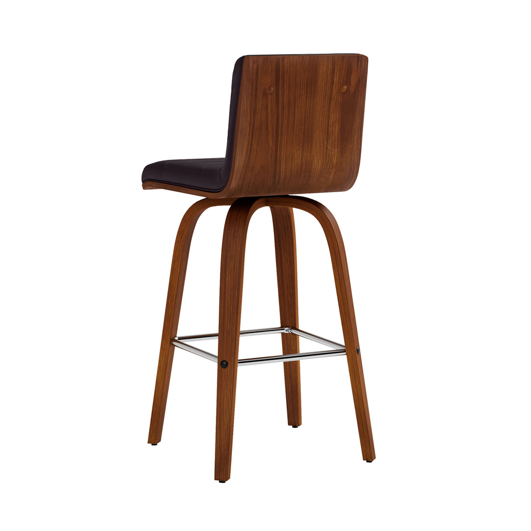 Vienna Swivel Bar Stool in Wood Finish with Upholstered Seat