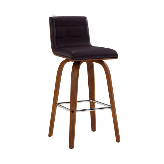 Vienna Swivel Bar Stool in Wood Finish with Upholstered Seat