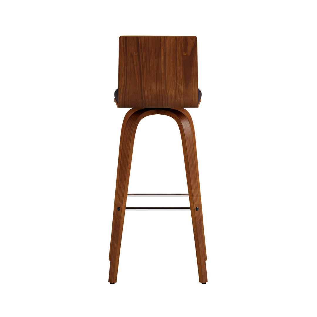 Vienna Swivel Bar Stool in Wood Finish with Upholstered Seat