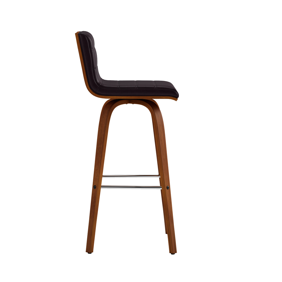 Vienna Swivel Bar Stool in Wood Finish with Upholstered Seat
