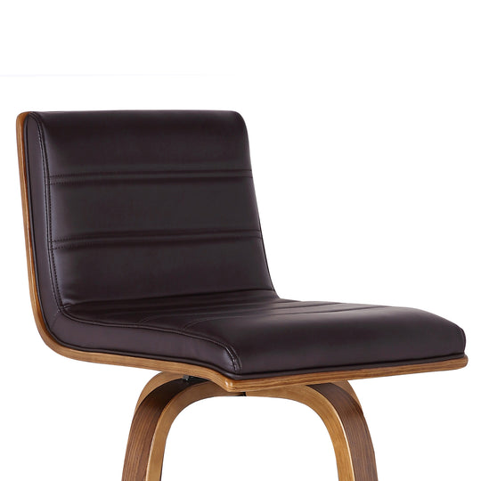 Vienna Swivel Bar Stool in Wood Finish with Upholstered Seat