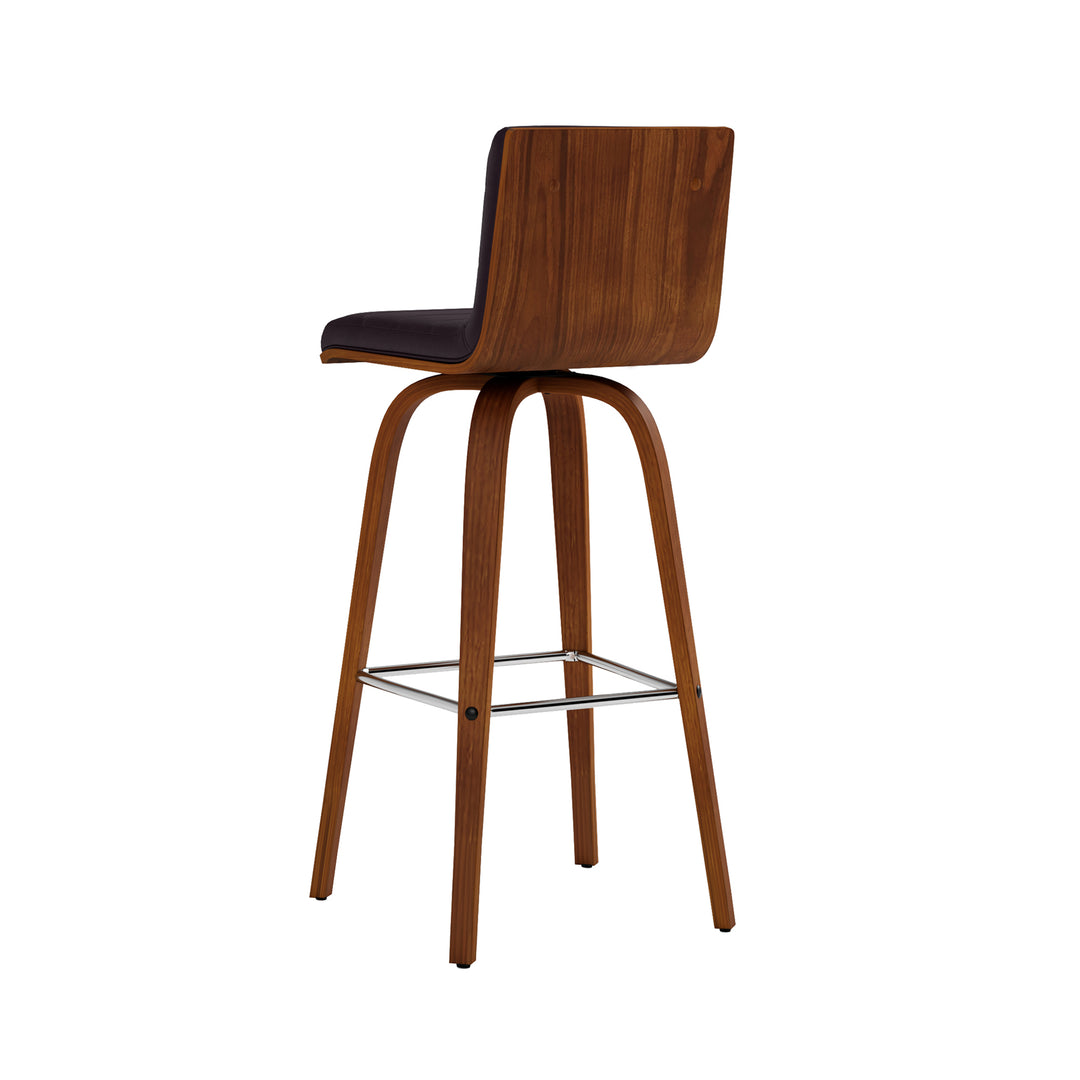 Vienna Swivel Bar Stool in Wood Finish with Upholstered Seat