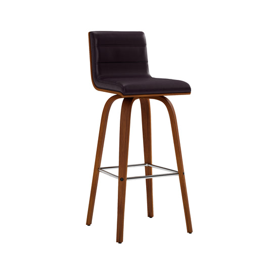 Vienna Swivel Bar Stool in Wood Finish with Upholstered Seat