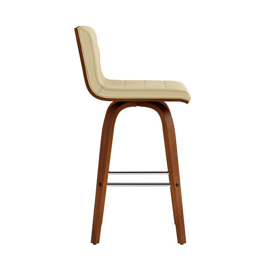 Vienna Swivel Bar Stool in Wood Finish with Upholstered Seat