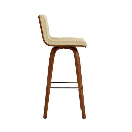 Vienna Swivel Bar Stool in Wood Finish with Upholstered Seat