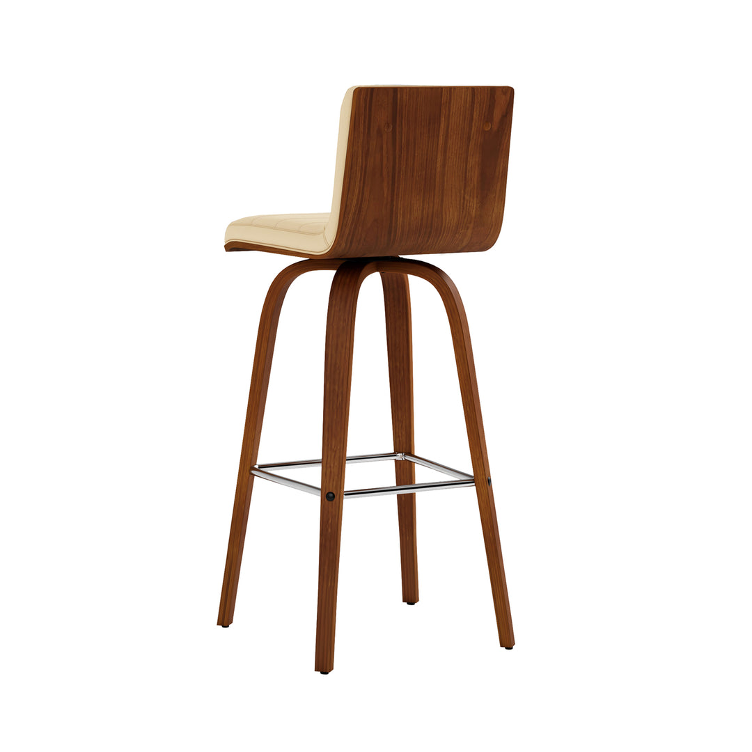 Vienna Swivel Bar Stool in Wood Finish with Upholstered Seat
