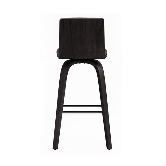 Vienna Swivel Bar Stool in Wood Finish with Upholstered Seat