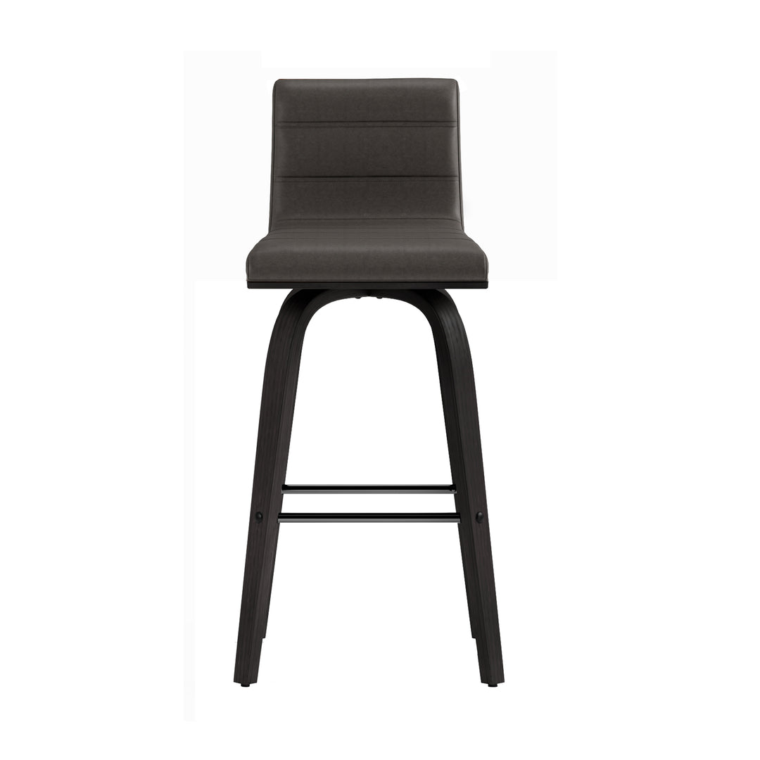 Vienna Swivel Bar Stool in Wood Finish with Upholstered Seat