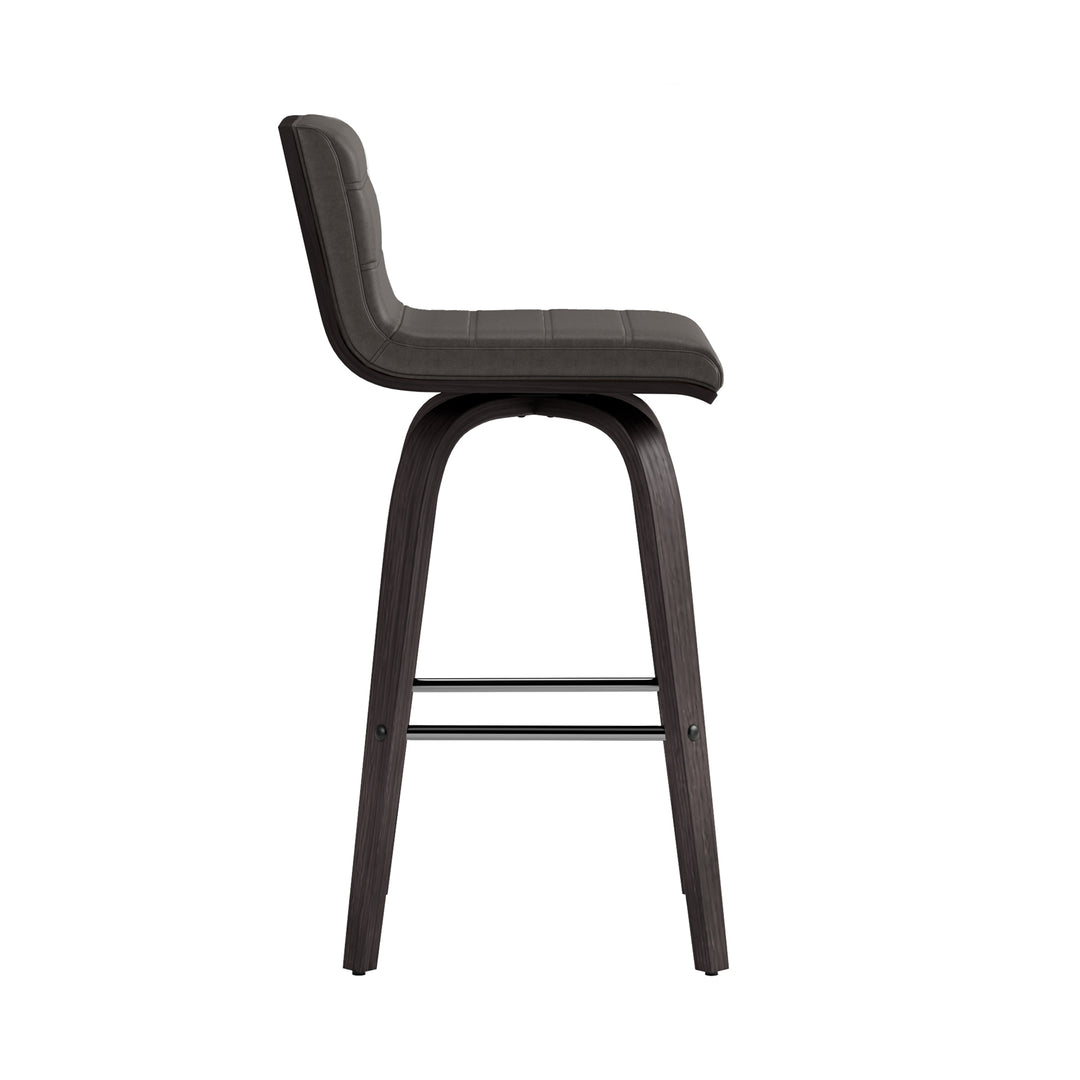 Vienna Swivel Bar Stool in Wood Finish with Upholstered Seat