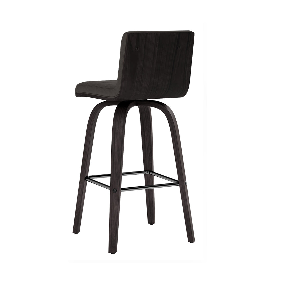 Vienna Swivel Bar Stool in Wood Finish with Upholstered Seat