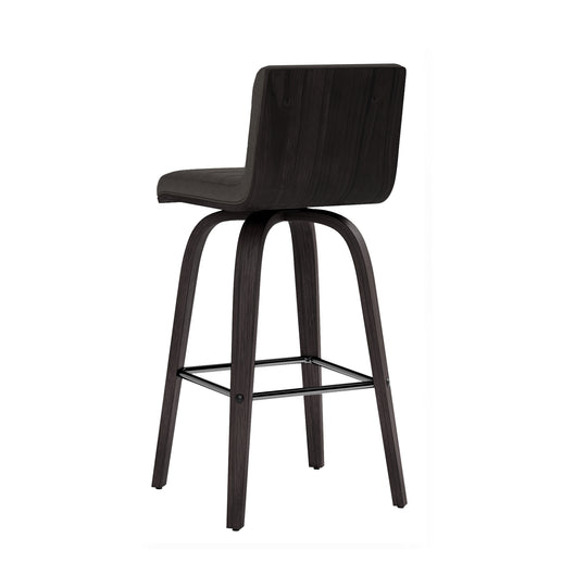 Vienna Swivel Bar Stool in Wood Finish with Upholstered Seat