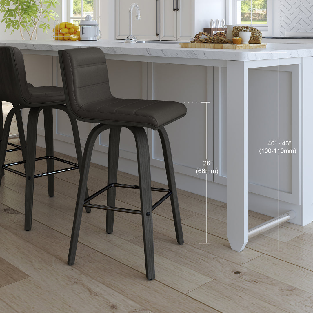 Vienna Swivel Bar Stool in Wood Finish with Upholstered Seat