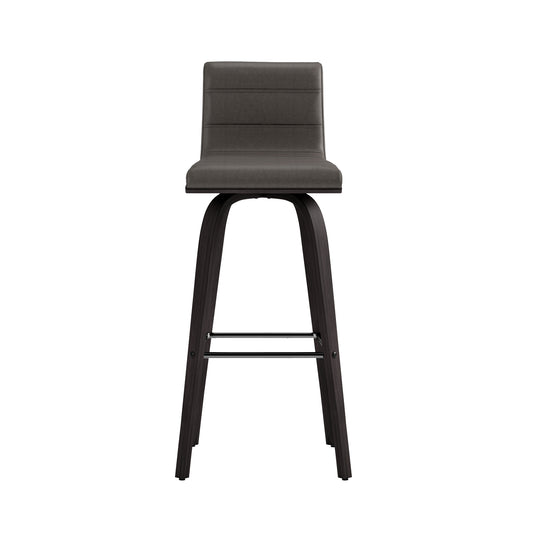 Vienna Swivel Bar Stool in Wood Finish with Upholstered Seat