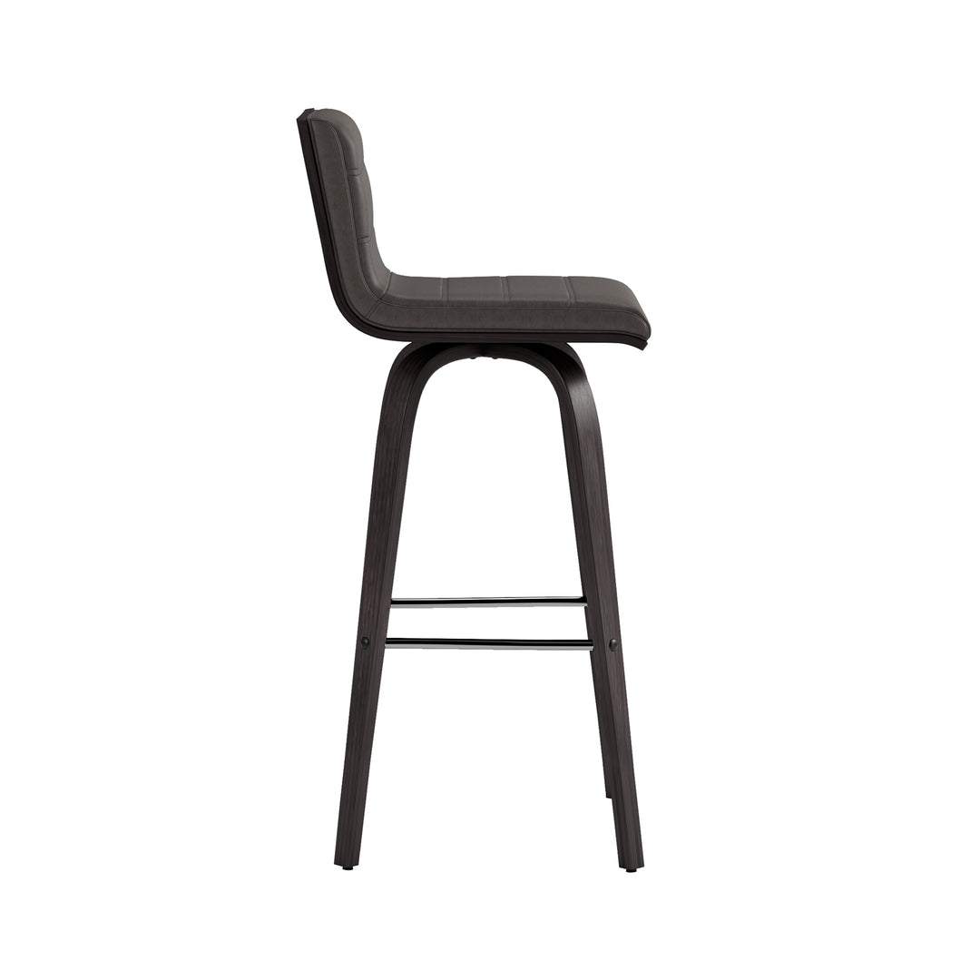 Vienna Swivel Bar Stool in Wood Finish with Upholstered Seat