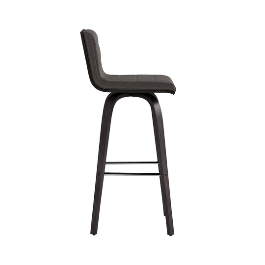 Vienna Swivel Bar Stool in Wood Finish with Upholstered Seat