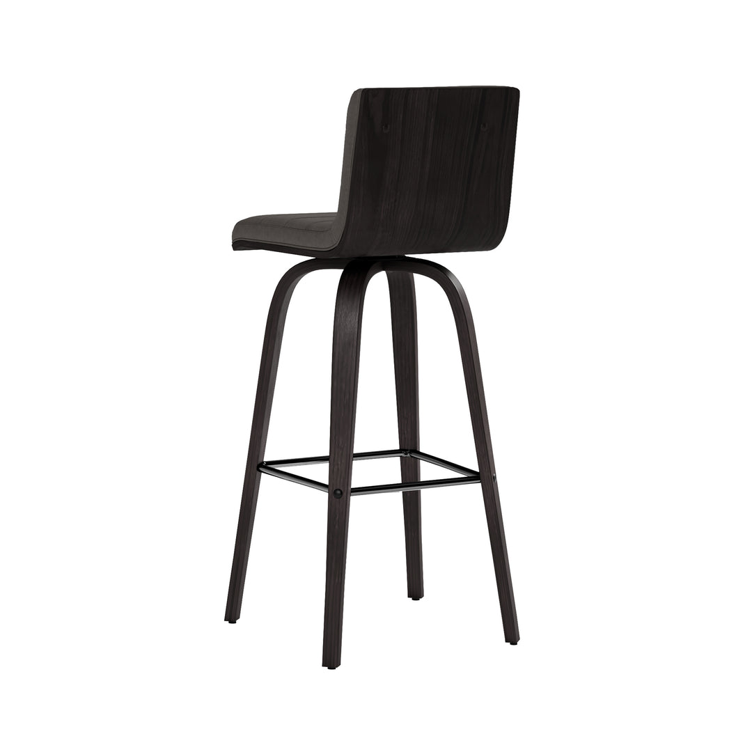 Vienna Swivel Bar Stool in Wood Finish with Upholstered Seat