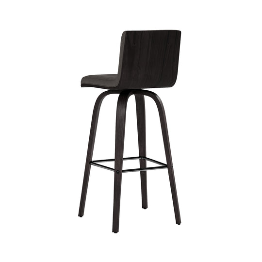 Vienna Swivel Bar Stool in Wood Finish with Upholstered Seat