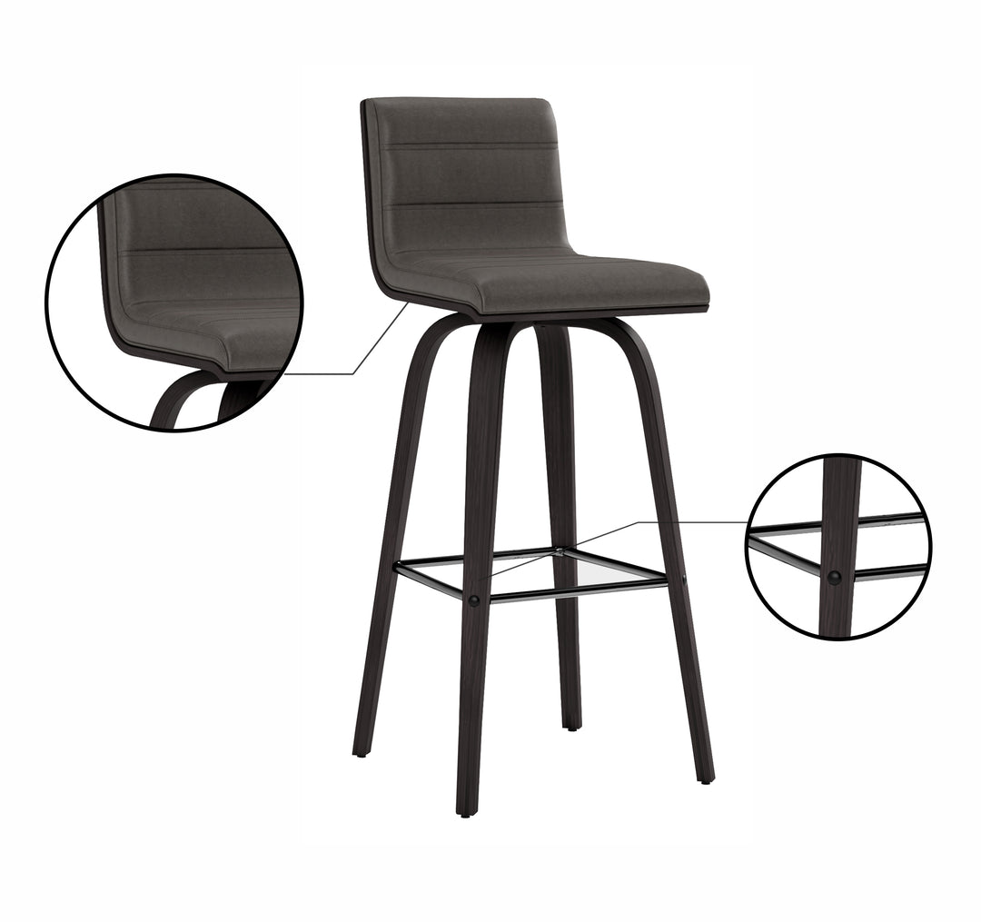 Vienna Swivel Bar Stool in Wood Finish with Upholstered Seat