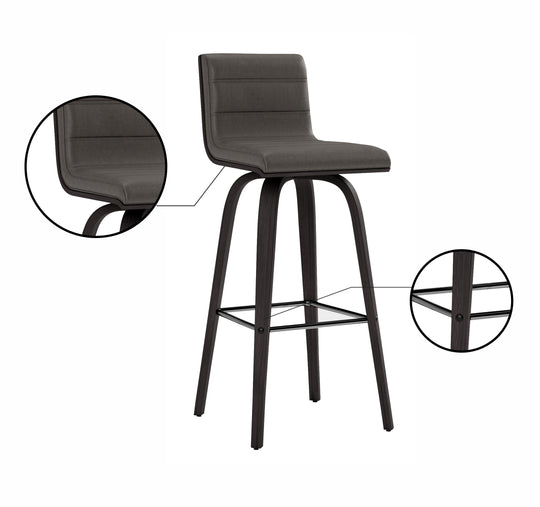 Vienna Swivel Bar Stool in Wood Finish with Upholstered Seat