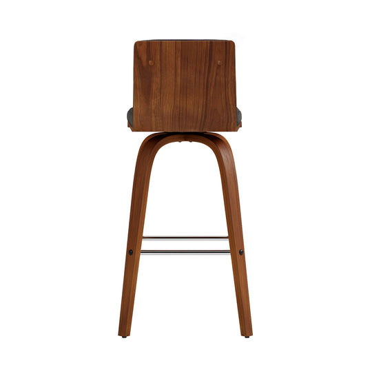 Vienna Swivel Bar Stool in Wood Finish with Upholstered Seat