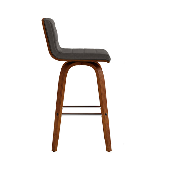 Vienna Swivel Bar Stool in Wood Finish with Upholstered Seat