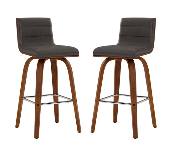 Vienna Swivel Bar Stool in Wood Finish with Upholstered Seat