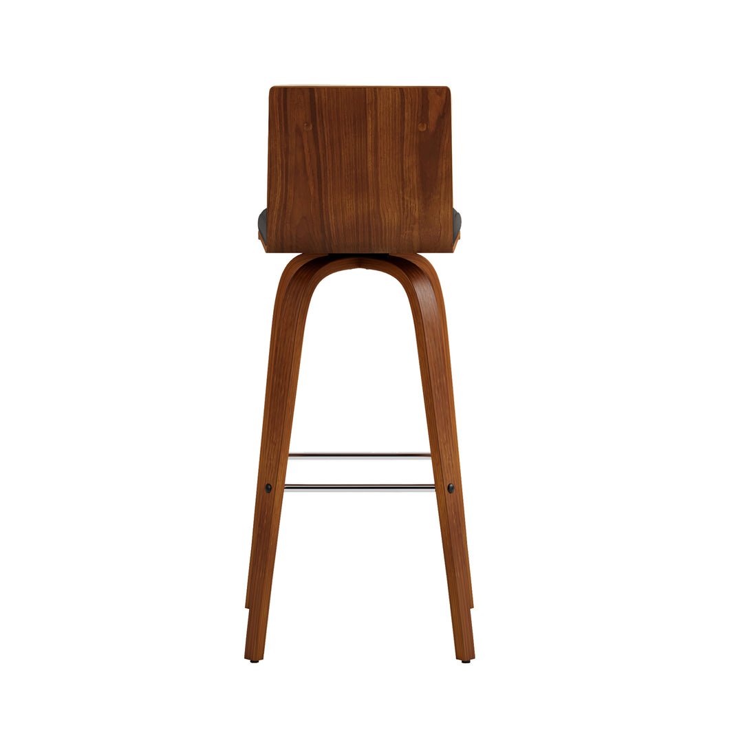 Vienna Swivel Bar Stool in Wood Finish with Upholstered Seat