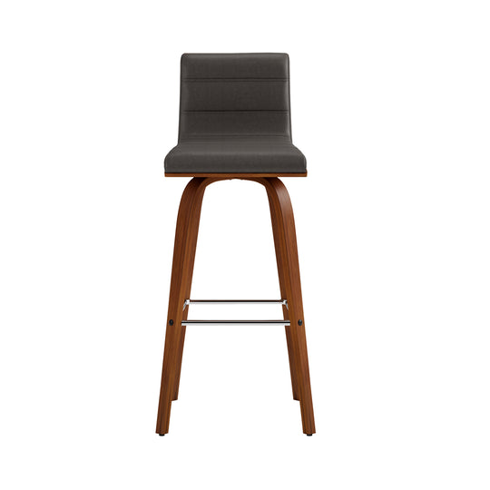 Vienna Swivel Bar Stool in Wood Finish with Upholstered Seat