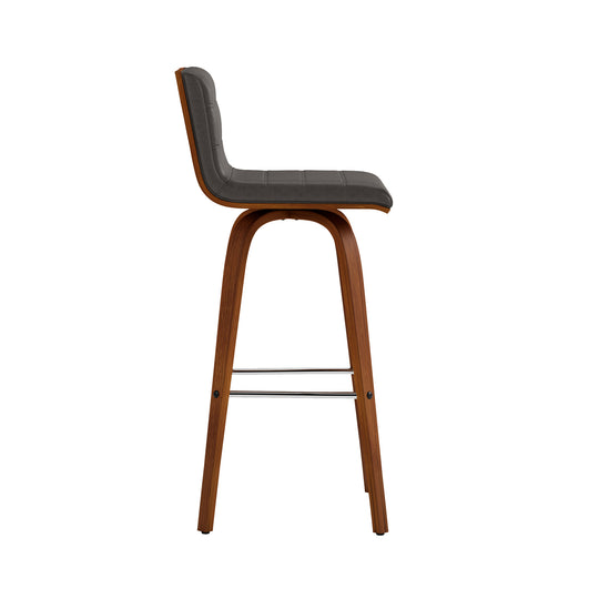 Vienna Swivel Bar Stool in Wood Finish with Upholstered Seat