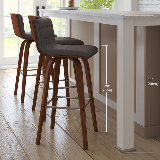 Vienna Swivel Bar Stool in Wood Finish with Upholstered Seat