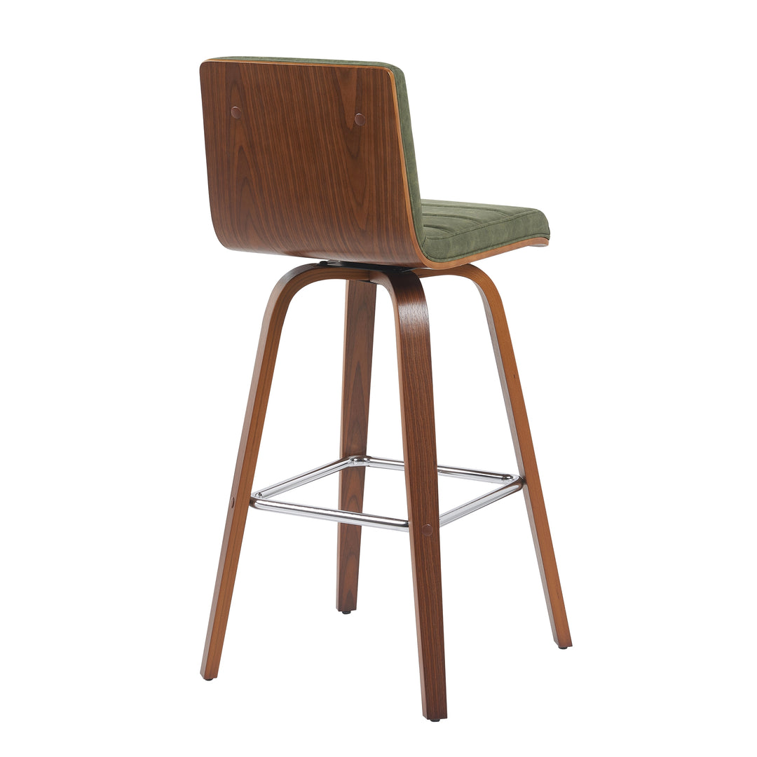 Vienna Swivel Bar Stool in Wood Finish with Upholstered Seat