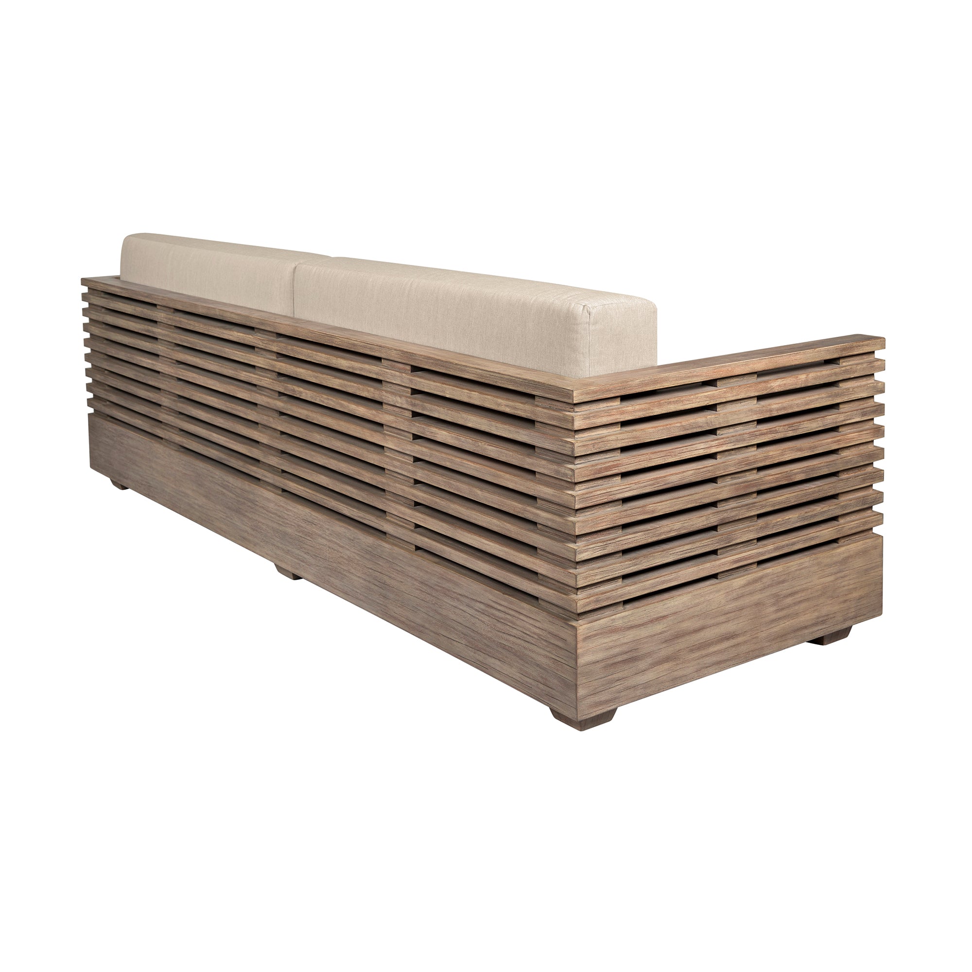 Vivid Outdoor Patio Sofa in Gray Eucalyptus Wood with Gray Olefin