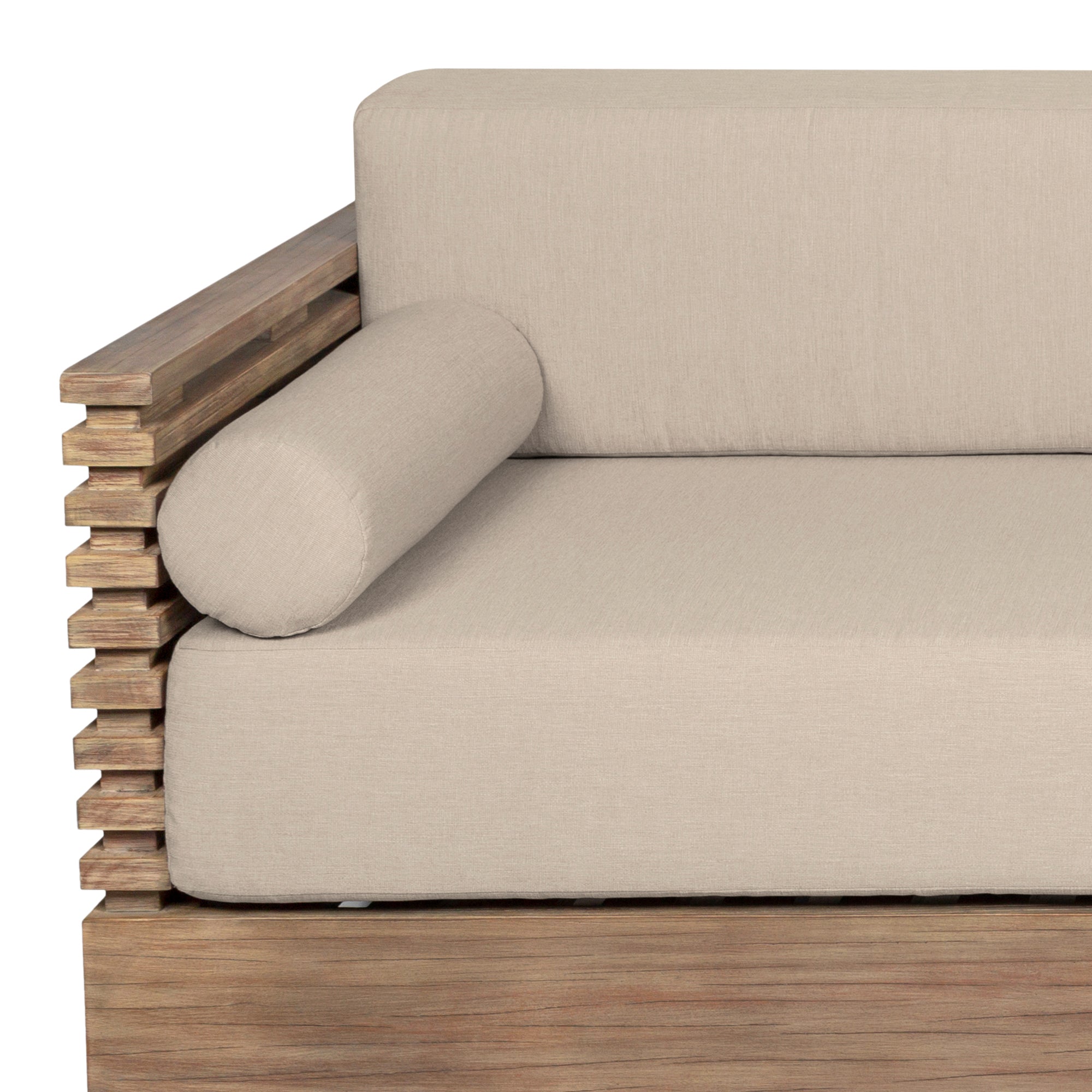 Vivid Outdoor Patio Sofa in Gray Eucalyptus Wood with Gray Olefin