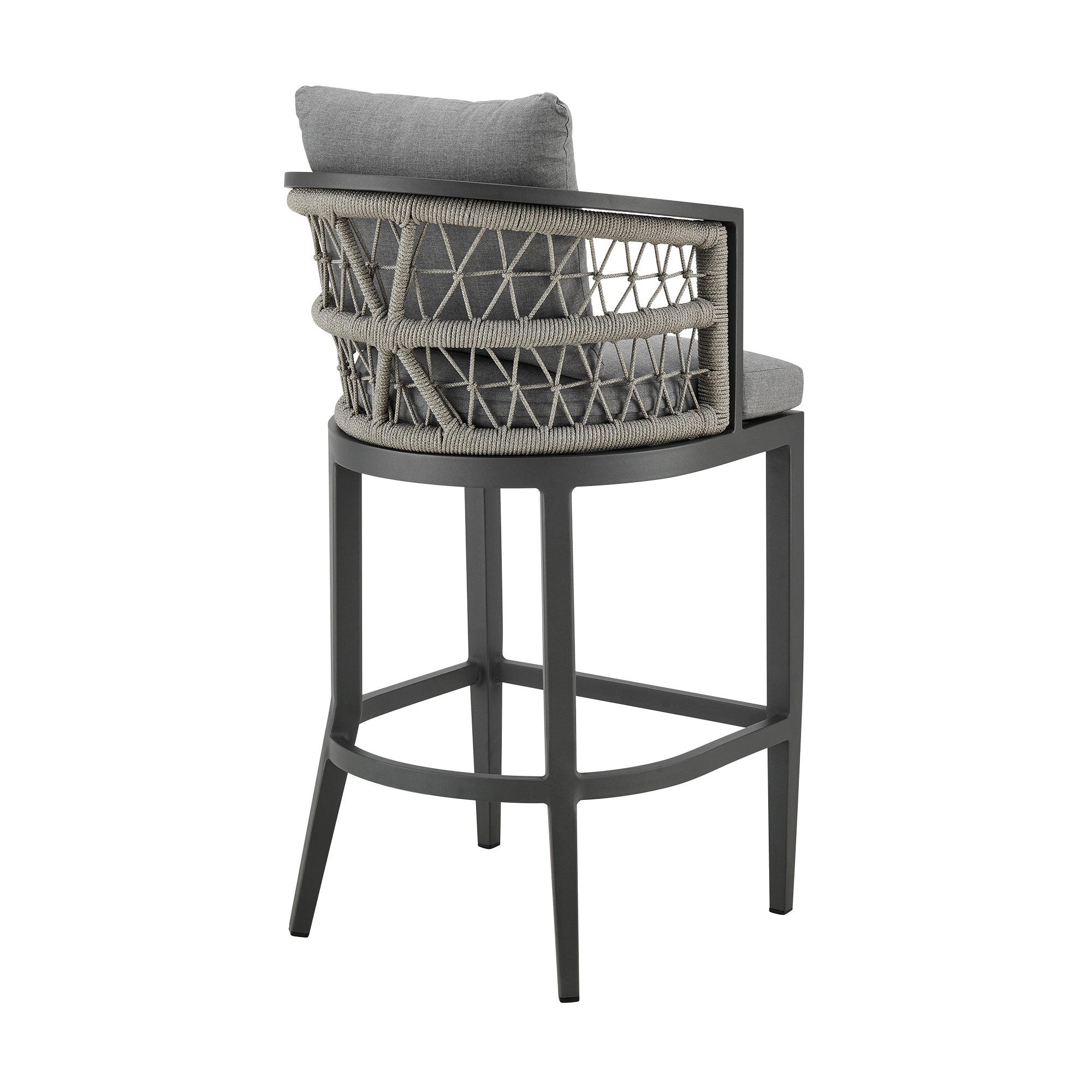 Zella Outdoor Patio Counter Stool in Aluminum with Light Gray Rope