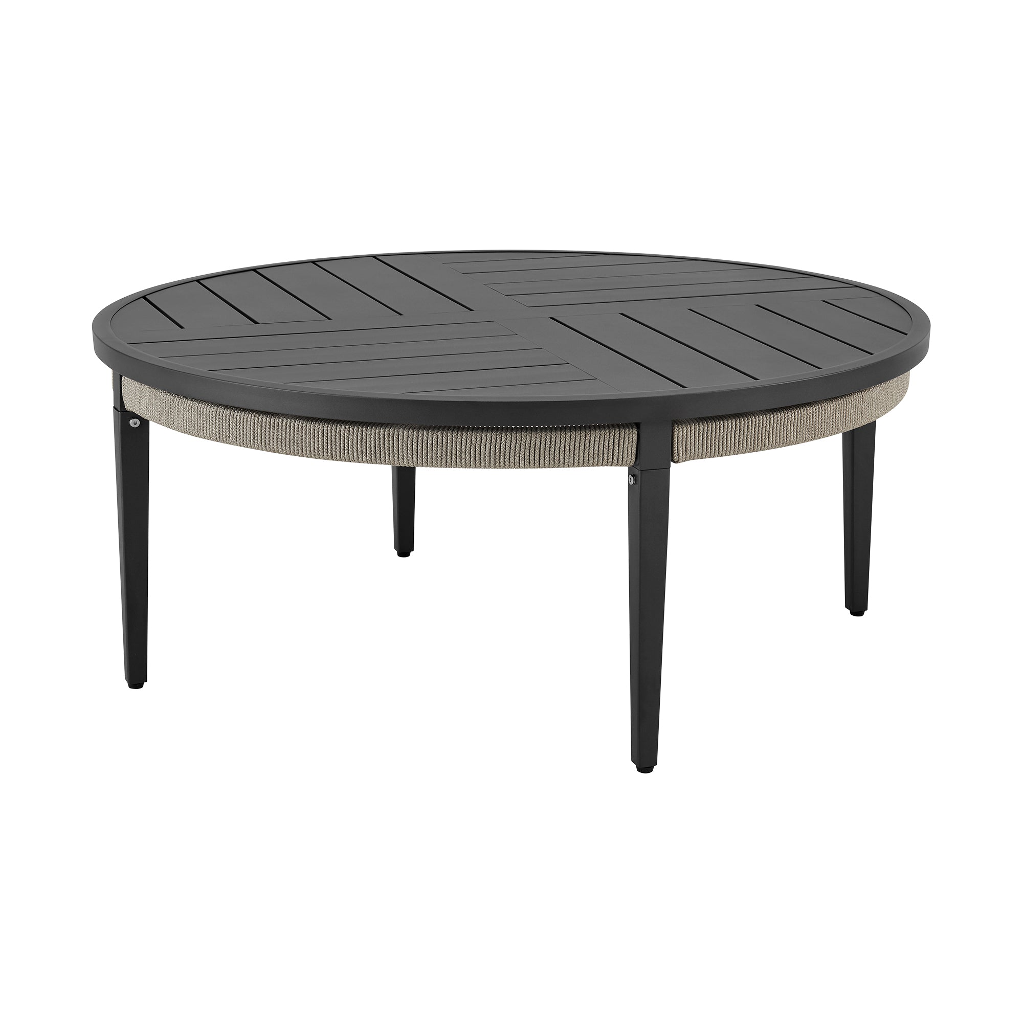 Zella Round Coffee Table in Aluminum with Charcoal Finish and