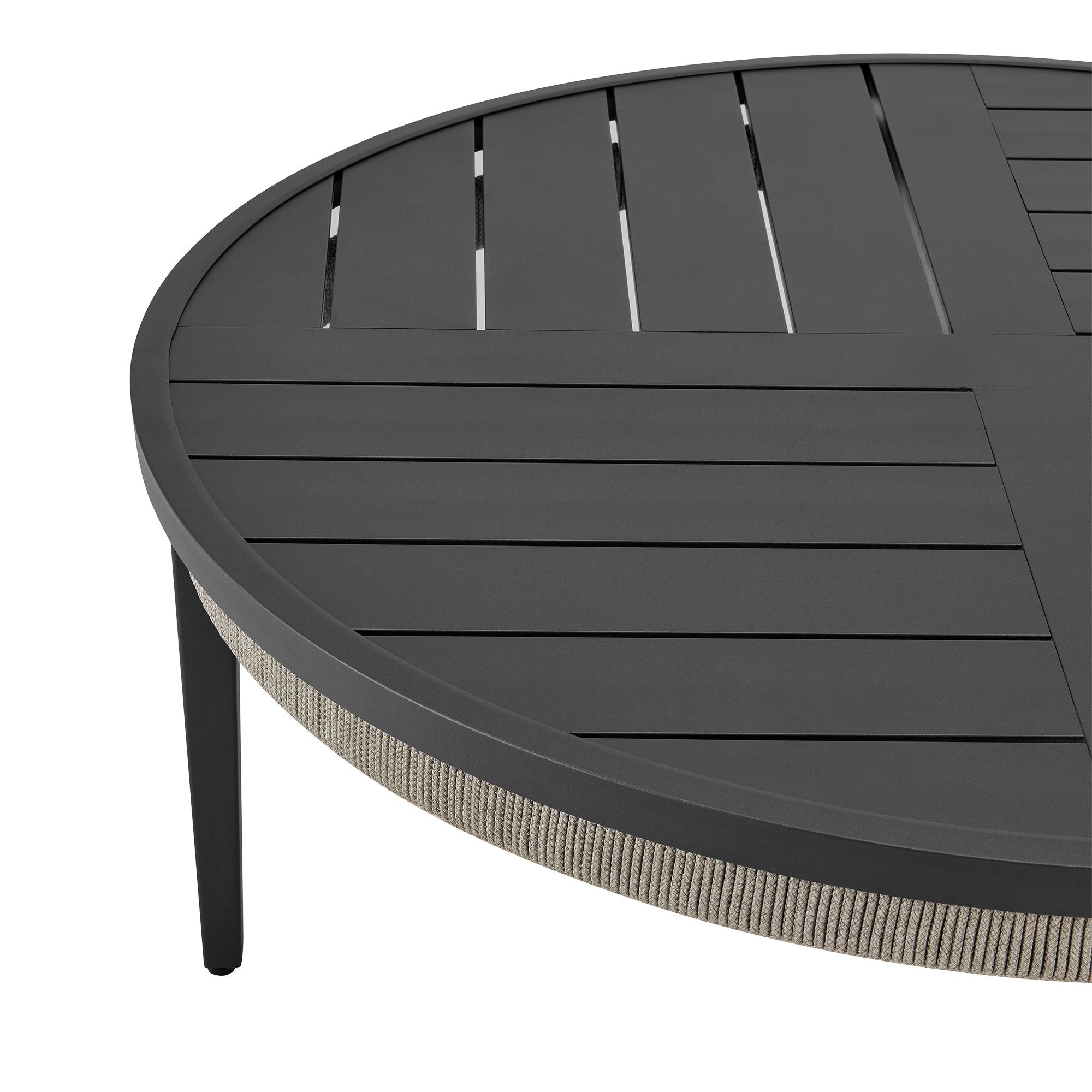Zella Round Coffee Table in Aluminum with Charcoal Finish and