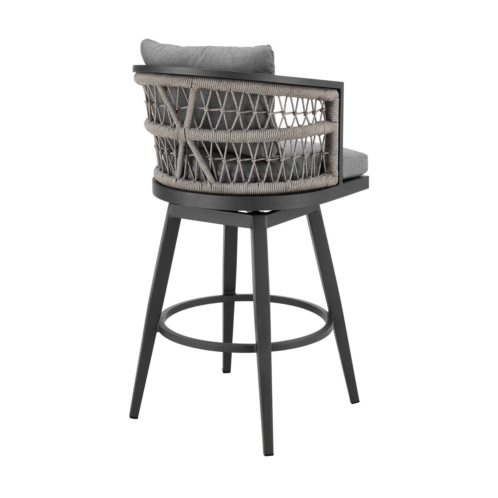 Zella Outdoor Patio Swivel Counter Stool in Aluminum with Light