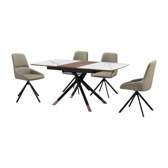 Alora and Maverick Extendable 5 Piece Dining Set