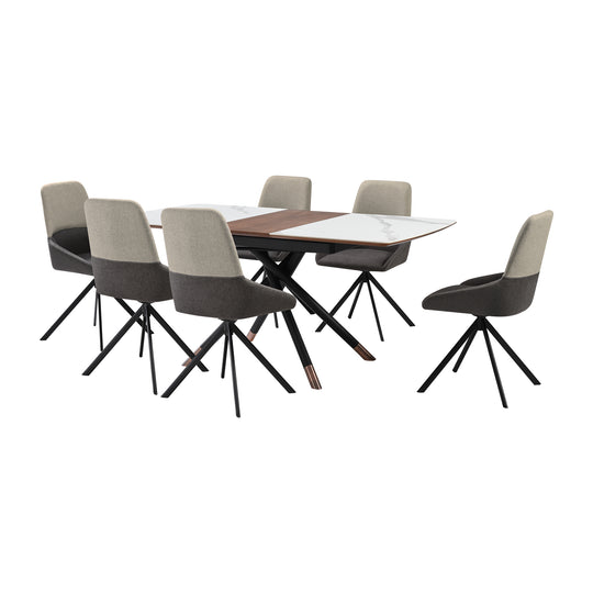 Alora and Maverick Extendable 7 Piece Dining Set