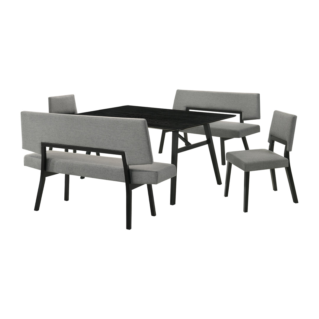 Channell 5-Piece Wood Dining Table Set with Benches