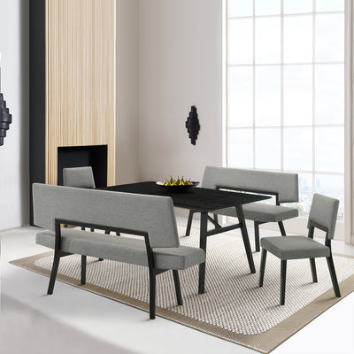 Channell 5 Piece Wood Dining Table Set with Benches