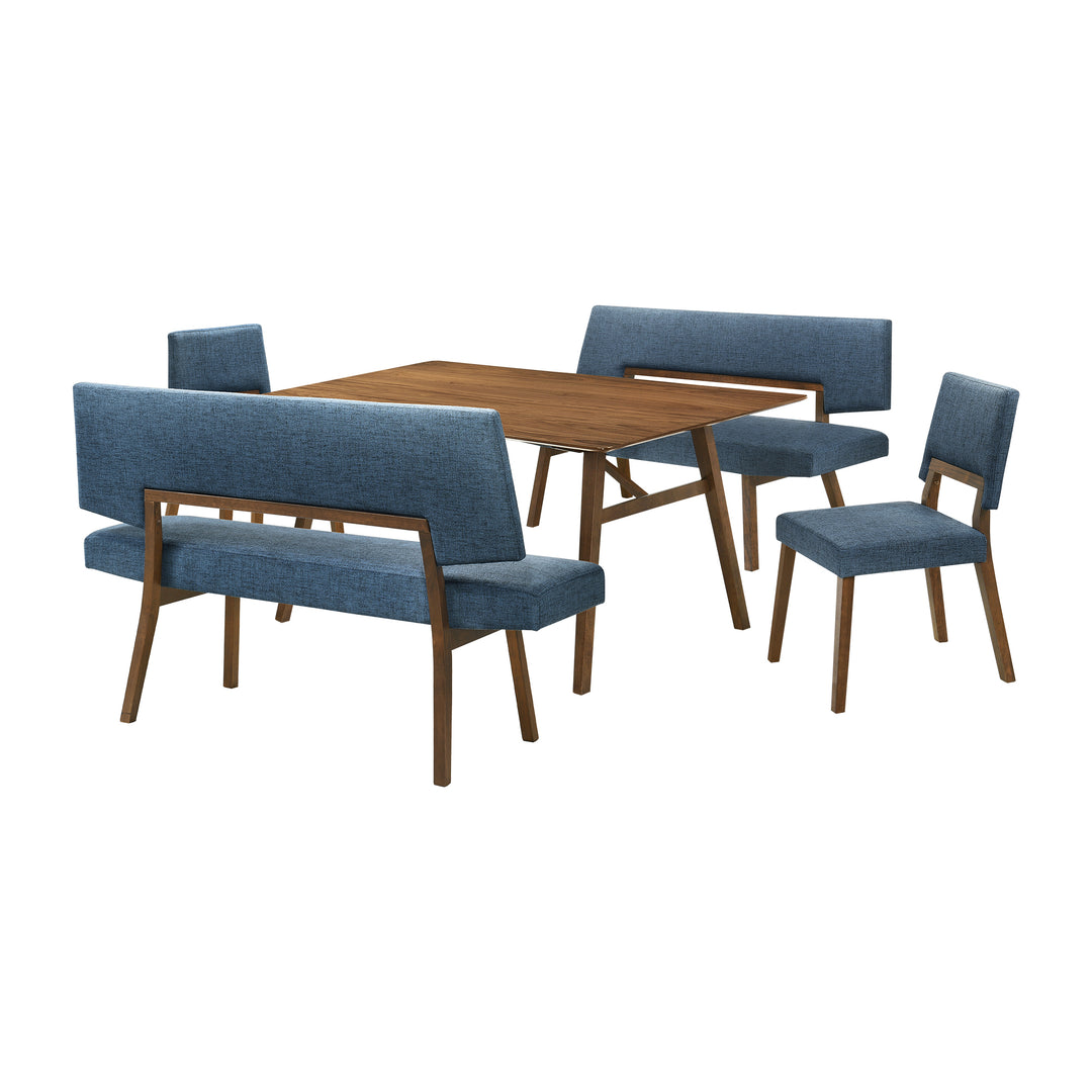 Channell 5-Piece Wood Dining Table Set with Benches