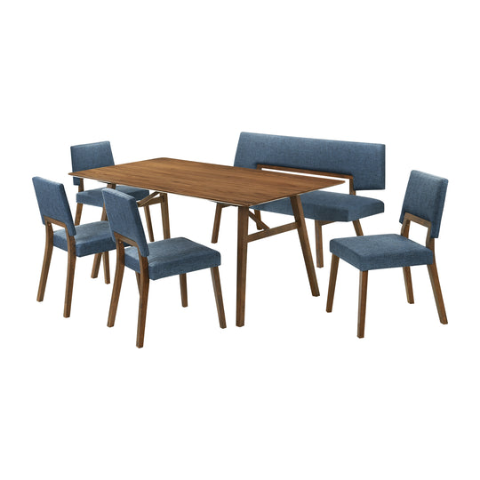 Channell 6 Piece Wood Dining Table Set with Bench