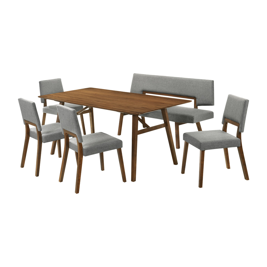 Channell 6 Piece Wood Dining Table Set with Bench